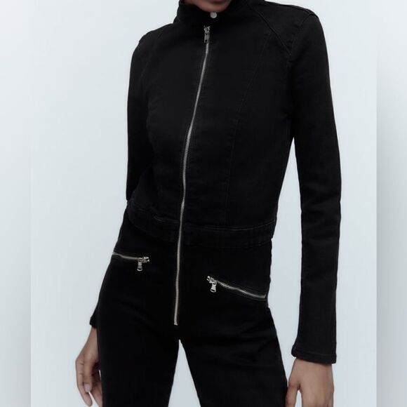 Zara Black Jumpsuit Zippers New - Picture 10 of 11